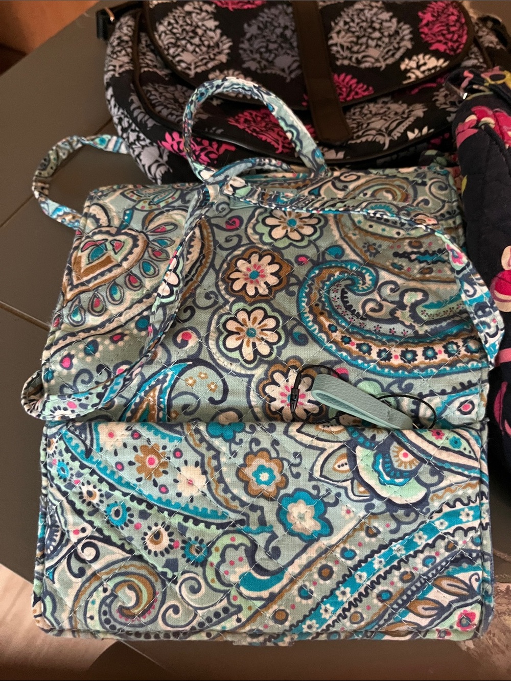 Vera Bradley Floral Quilted Shoulder Bag in Black Pink / wallet lot - Picture 2 of 6